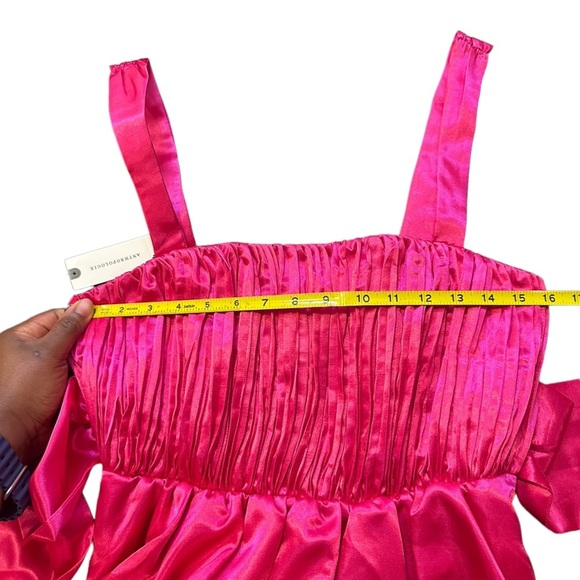 NWT Maeve by Anthropologie Pink Bow-Tie Satin Mini Dress Women’s size US 4 - Picture 7 of 16